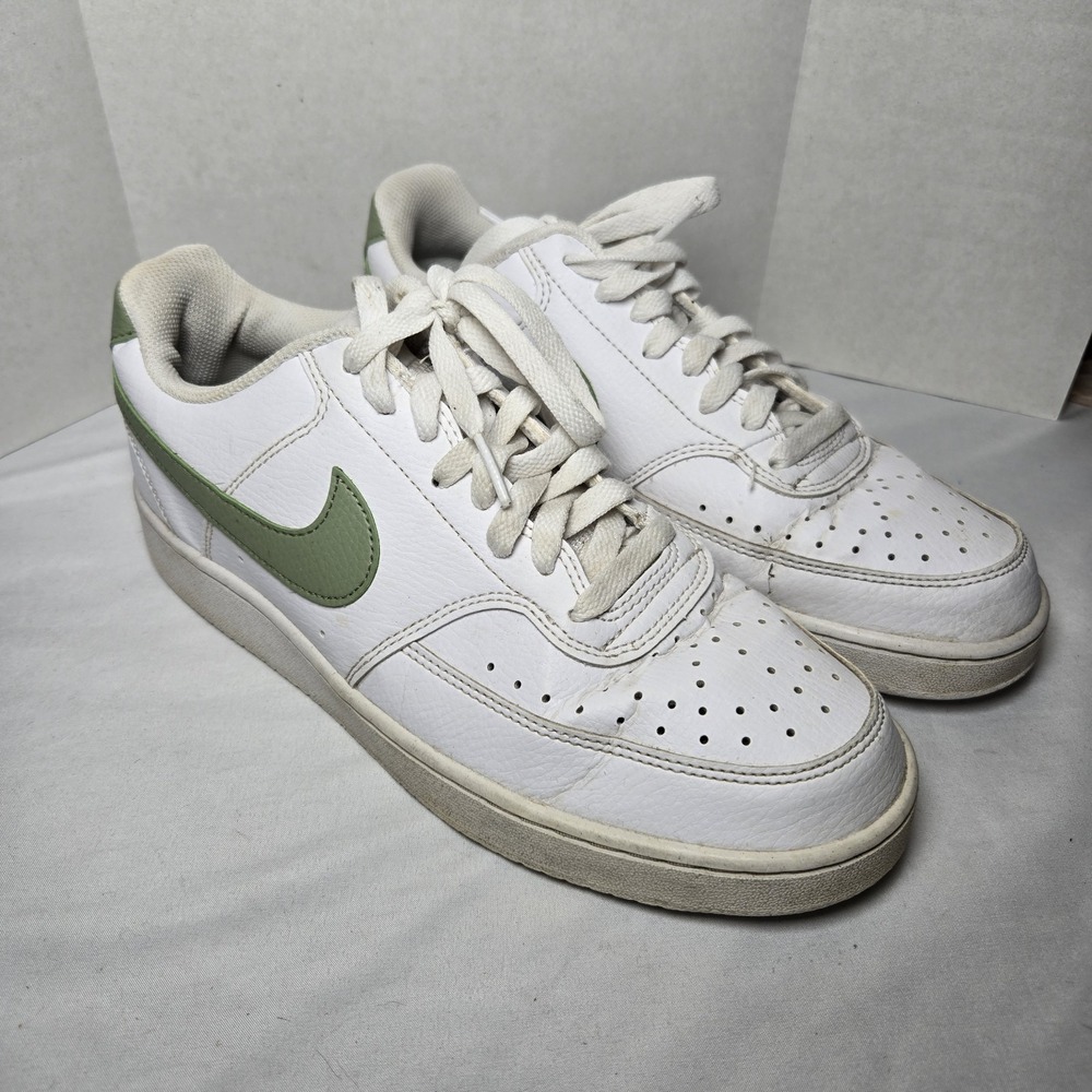 Nike Court Vision Next Nature Low White Oil Green 8.5 School Play Streetwear - Picture 1 of 7